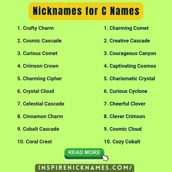 Nicknames for C names list ideas