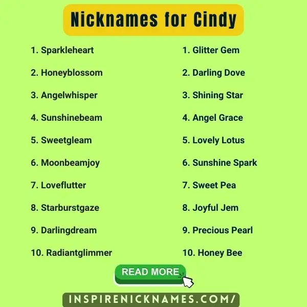 Nicknames for Cindy list ideas