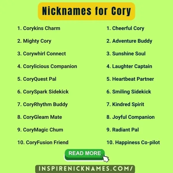Nicknames for Cory list ideas
