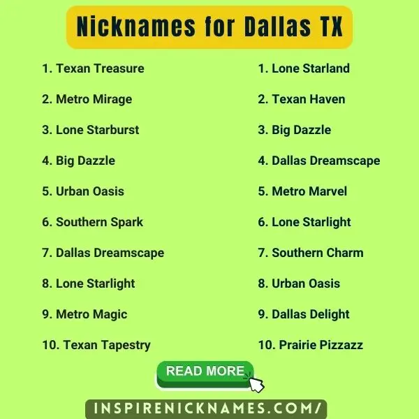 Nicknames for Dallas TX list ideas