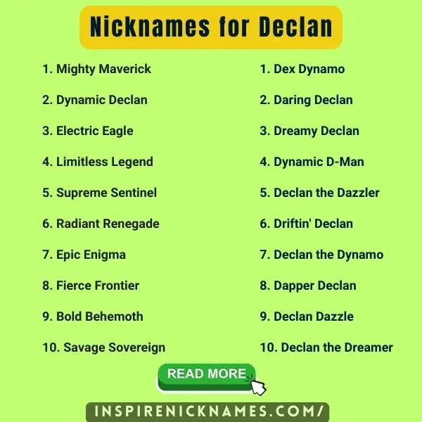 Nicknames for Declan list ideas