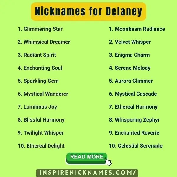 Nicknames for Delaney list ideas