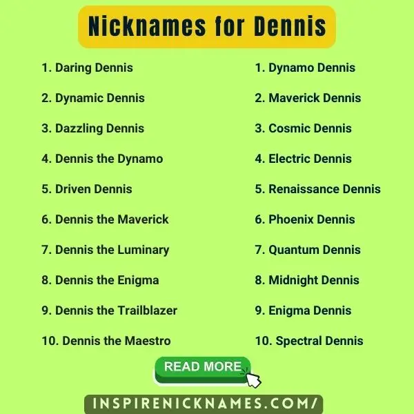 Nicknames for Dennis list ideas