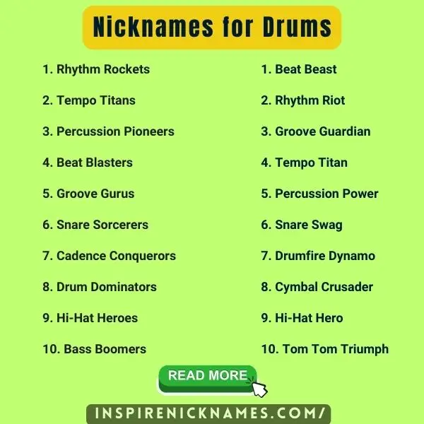 Nicknames for Drums list ideas