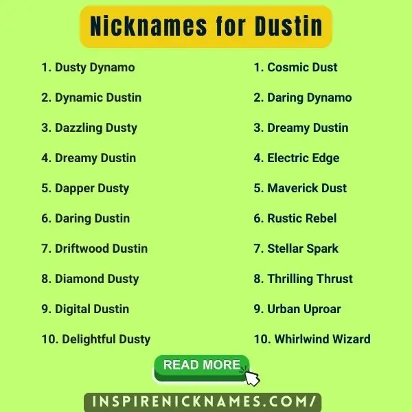 Nicknames for Dustin list ideas