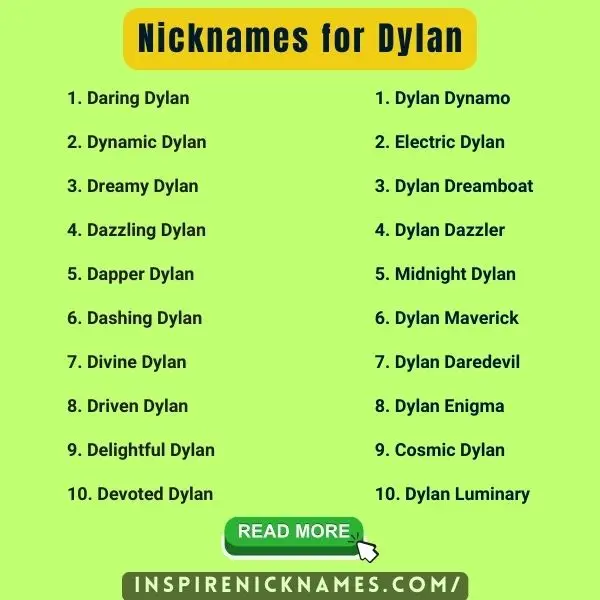 Nicknames for Dylan list ideas