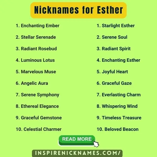 Nicknames for Esther list ideas