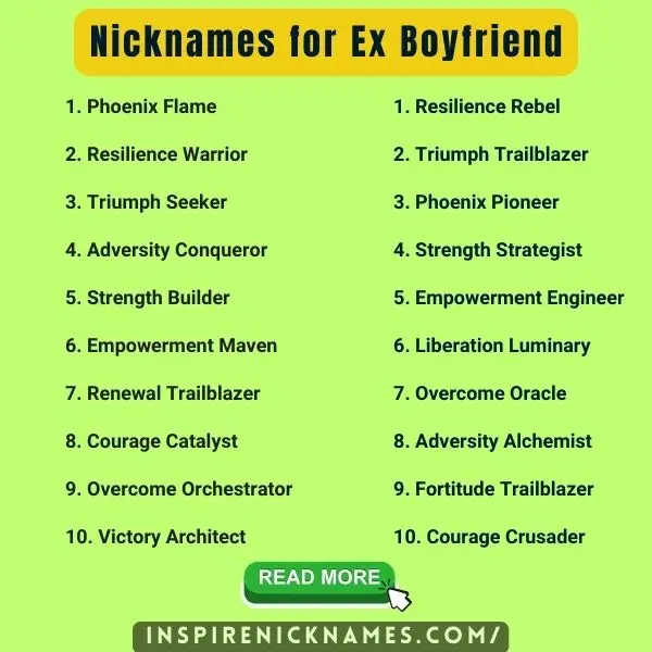 Nicknames for Ex Boyfriend list ideas
