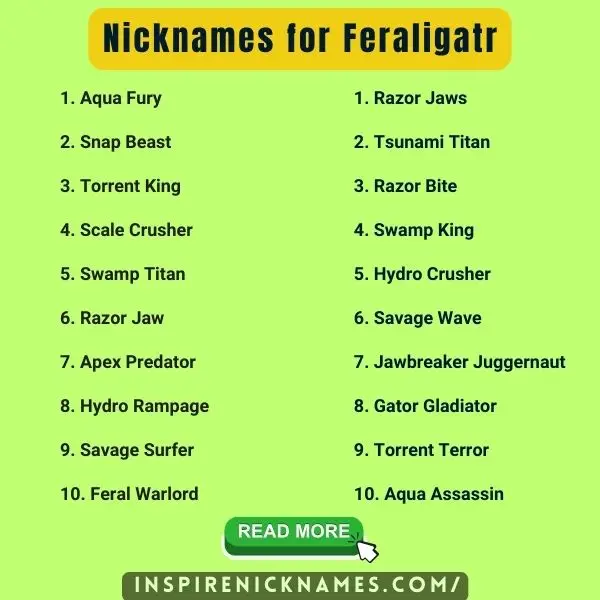 Nicknames for Feraligatr list ideas