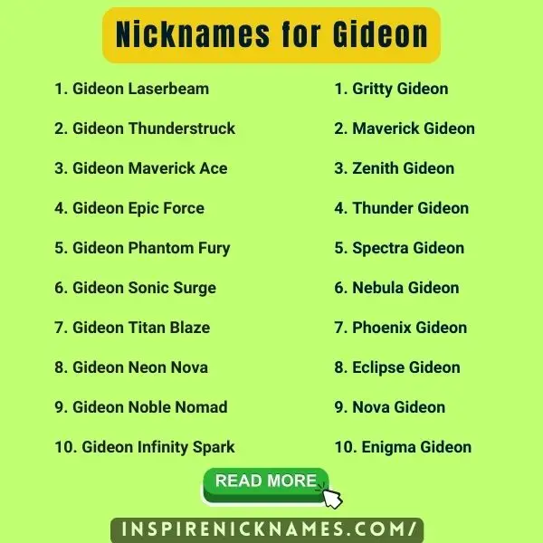 Nicknames for Gideon list ideas