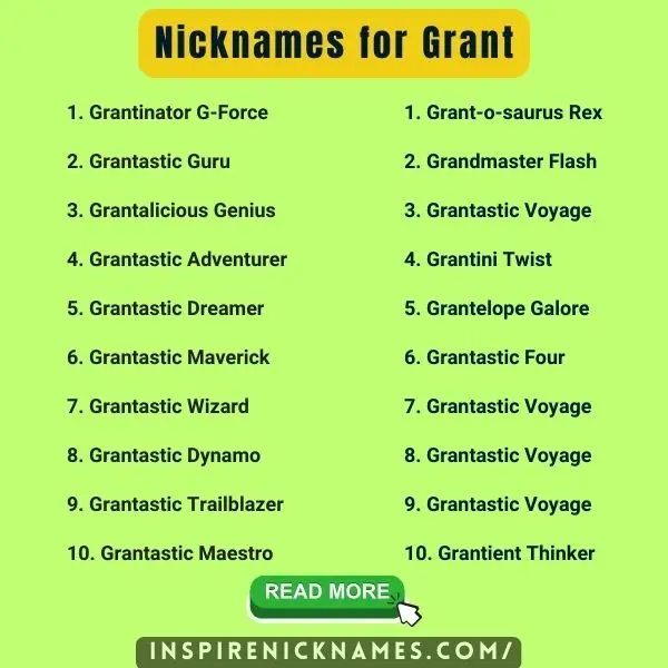 Nicknames for Grant list ideas