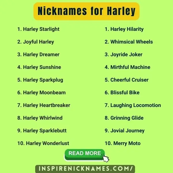 Nicknames for Harley list ideas