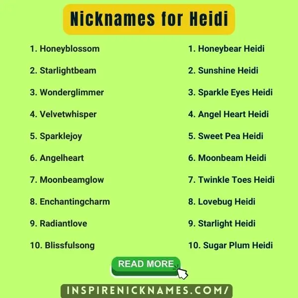 Nicknames for Heidi list ideas
