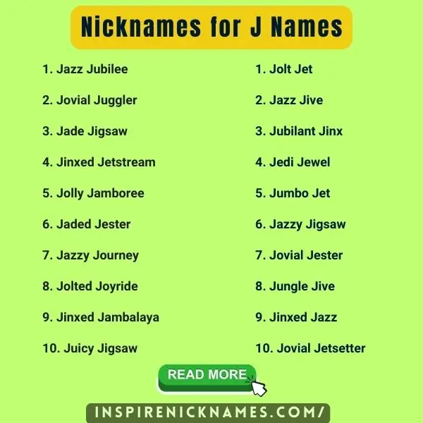 Nicknames for J names list ideas