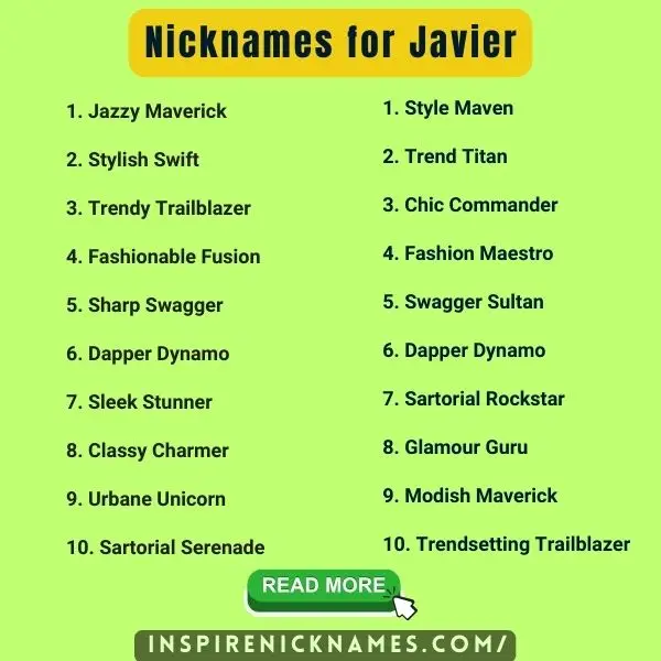 Nicknames for Javier list ideas