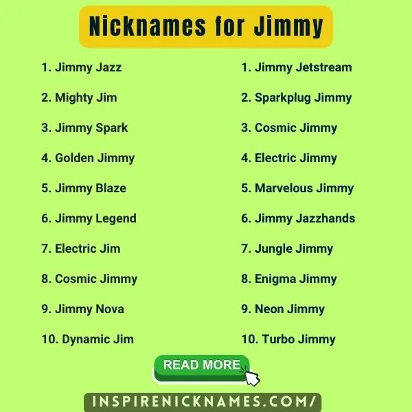 Nicknames for Jimmy list ideas