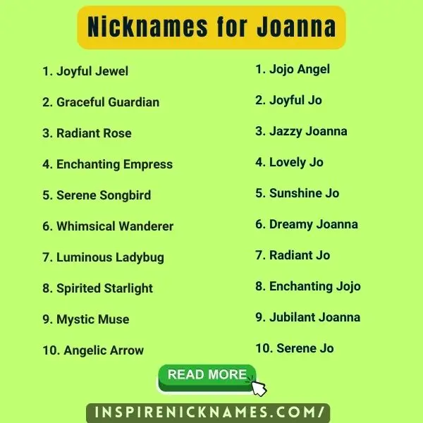 Nicknames for Joanna list ideas
