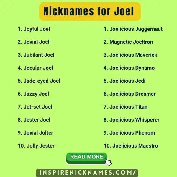 Nicknames for Joel list ideas