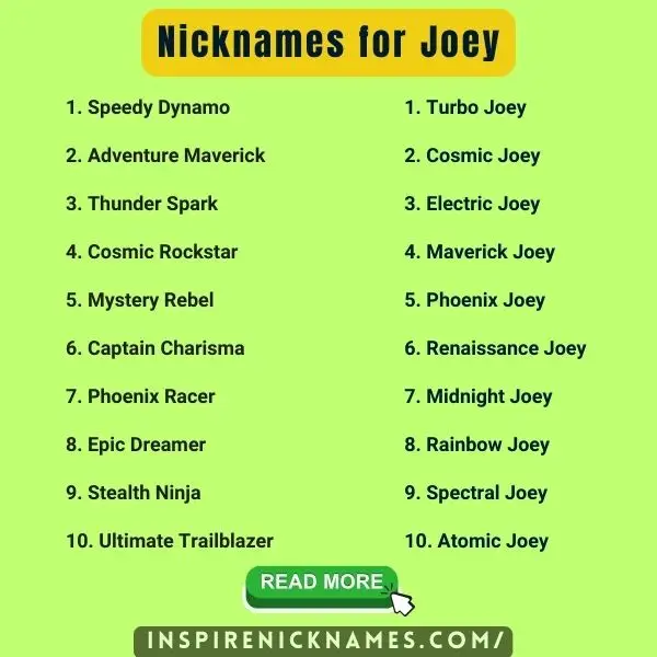 Nicknames for Joey list ideas