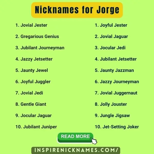 Nicknames for Jorge list ideas