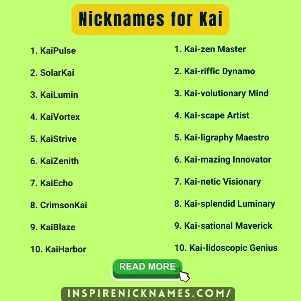 Nicknames for Kai list ideas