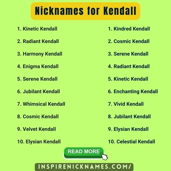 Nicknames for Kendall list ideas