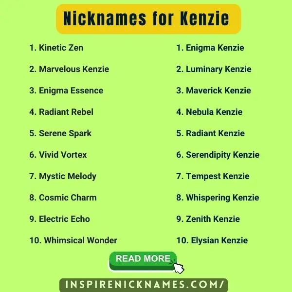 Nicknames for Kenzie list ideas