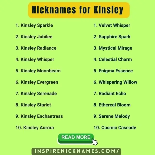 Nicknames for Kinsley list ideas