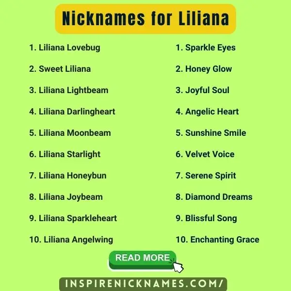 Nicknames for Liliana list ideas