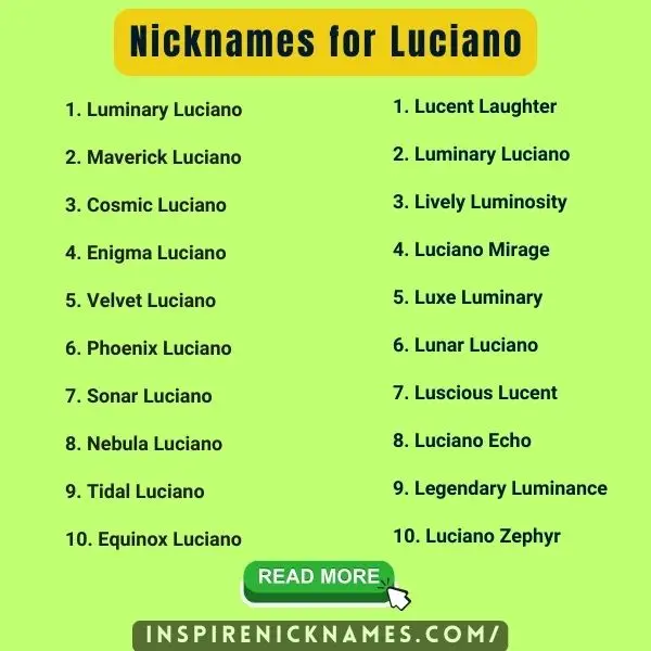 Nicknames for Luciano list ideas
