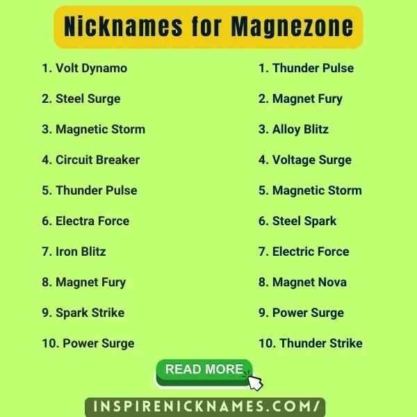 Nicknames for Magnezone list ideas