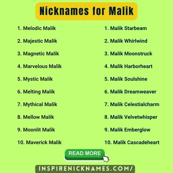 Nicknames for Malik list ideas