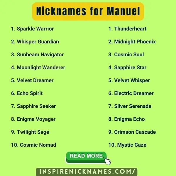 Nicknames for Manuel list ideas