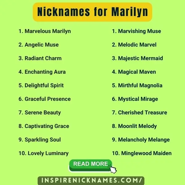 Nicknames for Marilyn list ideas