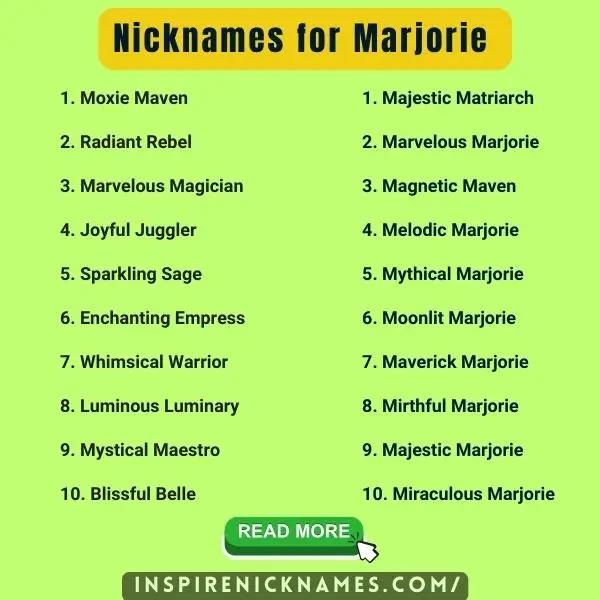 Nicknames for Marjorie list ideas