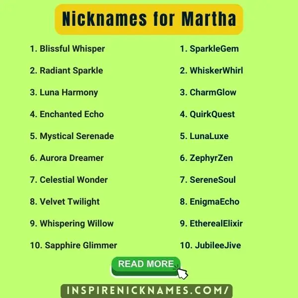 Nicknames for Martha list ideas