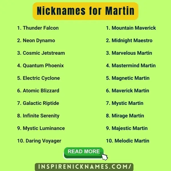 Nicknames for Martin list ideas
