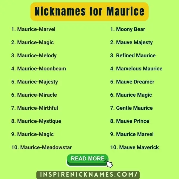 Nicknames for Maurice list ideas