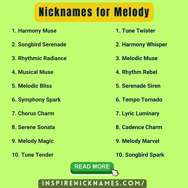 Nicknames for Melody list ideas