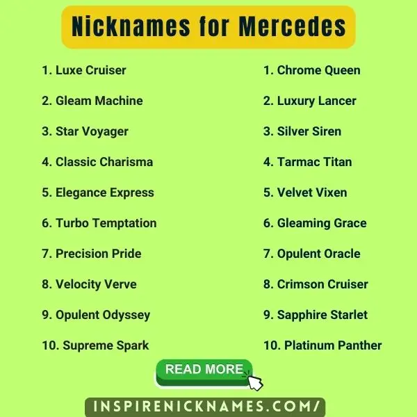 Nicknames for Mercedes list ideas