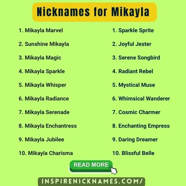 Nicknames for Mikayla list ideas