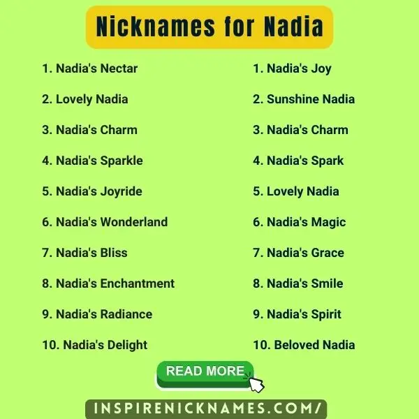 Nicknames for Nadia list ideas