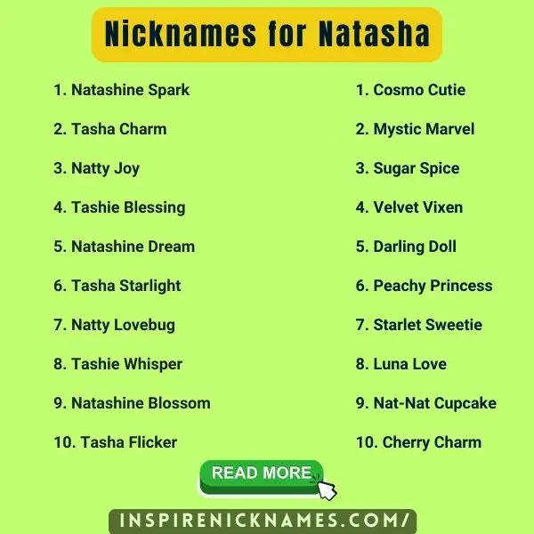 Nicknames for Natasha list ideas