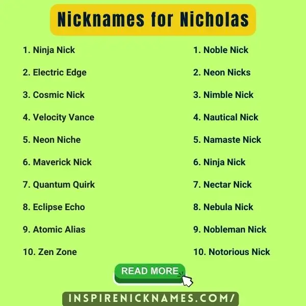 Nicknames for Nicholas list ideas