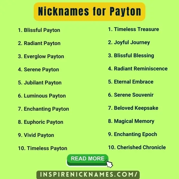 Nicknames for Payton list ideas
