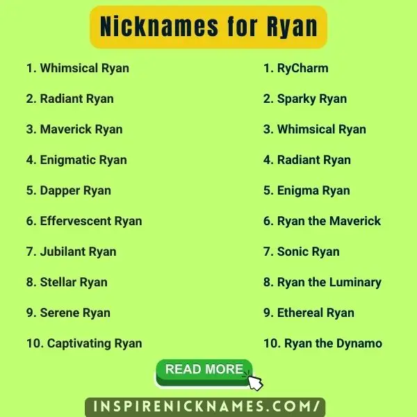 Nicknames for Ryan list ideas