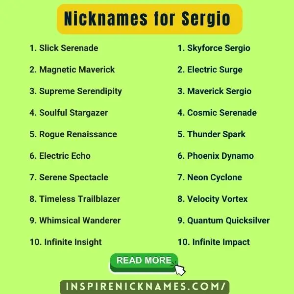 Nicknames for Sergio list ideas