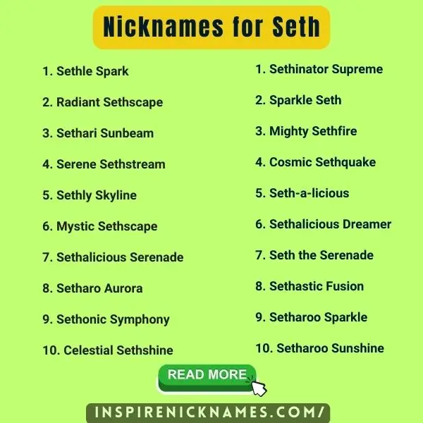 Nicknames for Seth list ideas