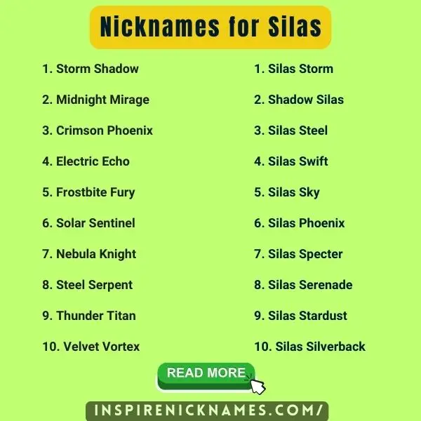 Nicknames for Silas list ideas