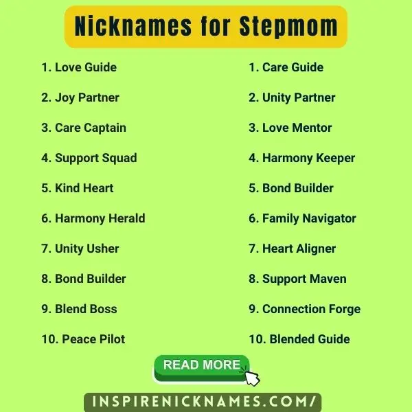 Nicknames for Stepmom list ideas